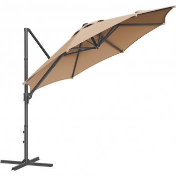 SONGMICS Sonnenschirm, Ampelschirm, ∅300cm, mit/ohne 28 Solar-LED-Leuchten, um 360° drehbar