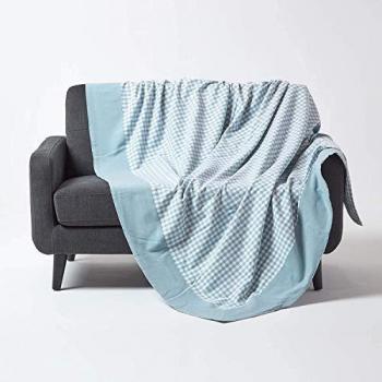 Funda sofá estilo vichy azul 150 cm x 200 cm