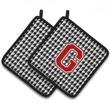 Caroline’s Chic G Houndstooth Black Pot Holder Pair