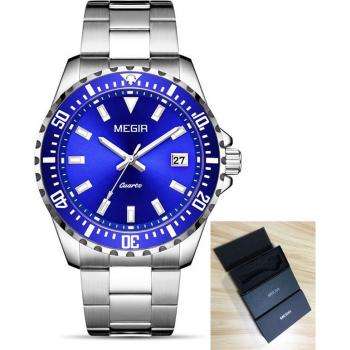 Megir Reloj Analógico Acero Estilo Ejecutivo