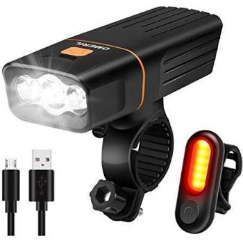 Luci Bici Montagna e Strada OMERIL 3 LED Impermeabili ricaricabili