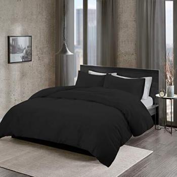 Non-Iron Microfiber Duvet Cover Set for King, 3-Piece – Black