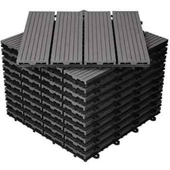 Lot de 11 Dalles de Terrase WPC 30x30cm Anthracite ECD Germany