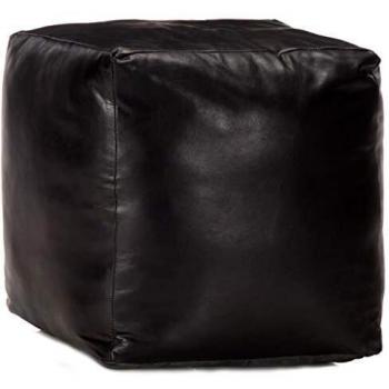 True Cowskin Black Puffer Seat – 40 × 40 × 40 cm