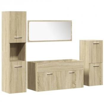 Vidaxl Ensemble De Meubles De Salle De Bain 4 Pcs Chêne Sonoma