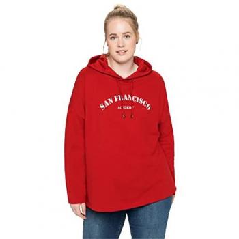 Karminrotes Kapuzensweatshirt in A-Linie, Gr. 48/50, mit Frontdruck
