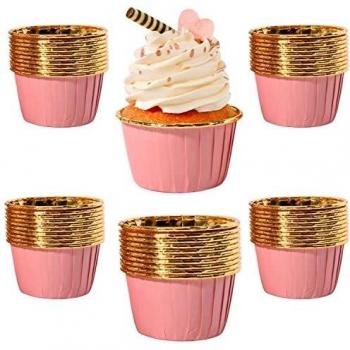 Party Cupcake Wrapper Set – 50 Metallic Pink Cups