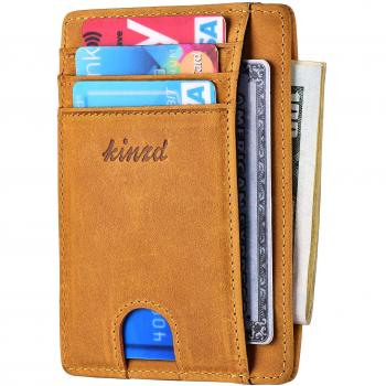 Kinzd Slim Leather RFID Blocking Front Pocket Wallet