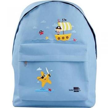 Cartera Escolar Liderpapel Mochila Piratas Color Celeste 380x280x120 mm 6163-ME10