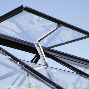Schwarzes Alu‑Dachfenster für Gewächshäuser – ohne Verglasung
