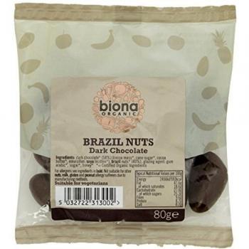 Biona Organic Dark Chocolate Covered Brazil Nuts 80g
