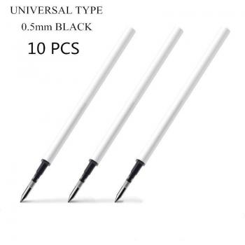 10 White Shell Gel Pen Refills, Kawai Pattern, 0.5mm Black Ink, Office Stationery, 13cm