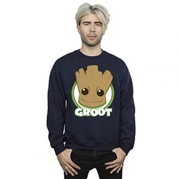 Guardians Of The Galaxy Men's Groot Badge Navy Blue Sweatshirt