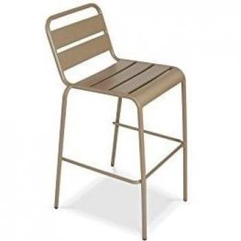 Poltrona alta da giardino in metallo color talpa