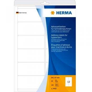 HERMA Blank Address Labels for Typewriters, 94x47 mm, 20 Sheets