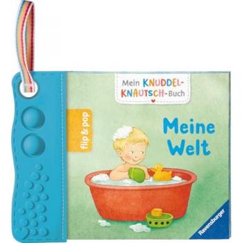 Mein Knuddel-Knautsch-Buch: flip&pop. Meine Welt (mit Pop-it Beißleiste); weiches Stoffbuch, waschbares Badebuch, Babyspielzug ab 0 Monate, Sensorik Spielzeug aus Silikon