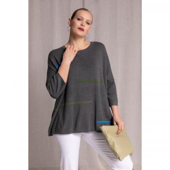 Pullover oversize donna grigio a costine righe taglia 32/34