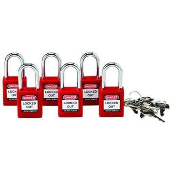 Cadenas de consignation 38 mm rouge anse aluminium lot de 6