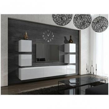 Viva Meuble TV Blanc Brillant 35 cm × 35 cm × H 249 cm