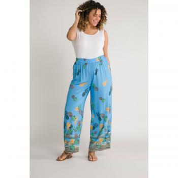 Women’s Plus Size Pineapple Print Palazzo Pants, Blue, Size 36/38, Viscose