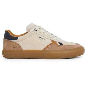 Pepe Jeans Herren Leder Turnschuhe Weiß (46) – Beige, Lässig