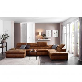 Alberto U‑Form Lounge Sofa von HOME AFFAIRE – 350 cm Breite, 73 cm Höhe, 228 cm Tiefe – Luxuriöse Microfaser