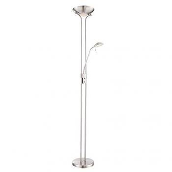 Lampadaire LED nickel avec bras de lecture orientable 18W+5W