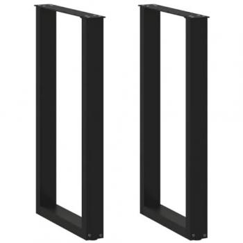 Pieds de table basse U 2 pièces noir 50x(90-91) cm acier