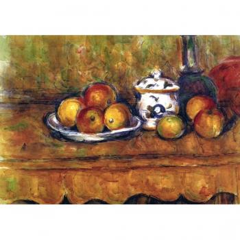Pintura al óleo Todavía vida con botella de tibia de azúcar y manzanas de Paul Cézanne