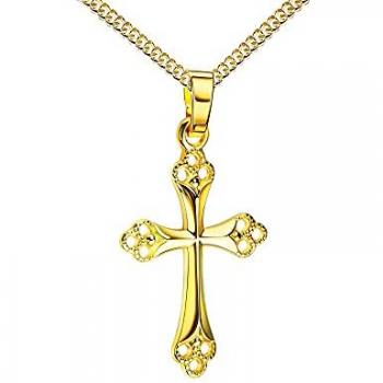 JEVELION Kreuzanhänger‑Kette – 585‑Gold, 15 cm