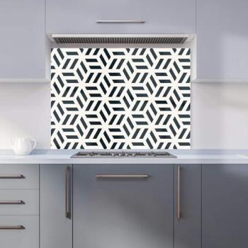 Hexagonal Monochrome Kitchen Backer – 900 × 650 mm