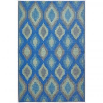 Homescapes Amber Ikat Green/Blue Patio Rug