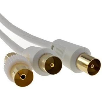 RF TV Aerial Lead Cable with Coupler 2m