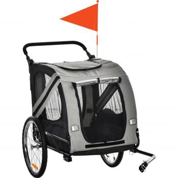 Pawhut Dog Bike Trailer 2-in-1 Pet Stroller