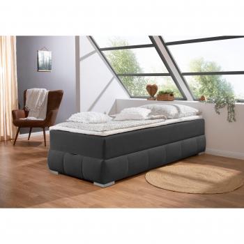Guido Maria Kretschmer Home & Living Komplettbett Wehma – grau (anthrazit), 104 × 204 cm, Topper & Bettkasten