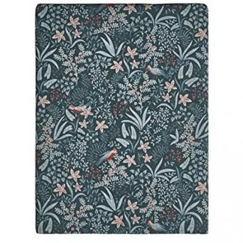 Essix percale drap plat avec impression ODE NOCTURNE en vert, taille 180 x 290 cm