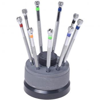 Set d'outils d'horloger 9 tournevis avec base de réserve
