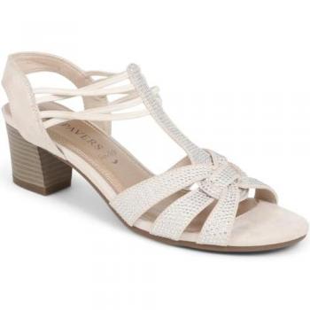 Mules ornées crème à talons Pavers