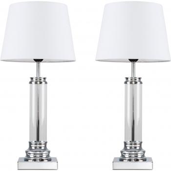 Pair of Touch Table Lamps with Clear Glass Column Design