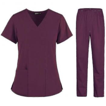 Gilet d’infirmière femmes tissu manches courtes Bourgogne XXL