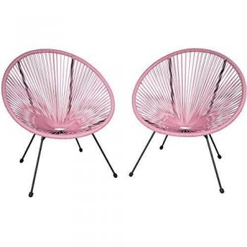 TecTake 800729 2 Chaises Acapulco de Jardin de Salle à Manger Design rétro, pour un usage intérieur et extérieur