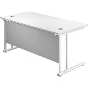 Dual‑Upright White Rectangular Desk – 1400 × 800 mm, 725 mm High