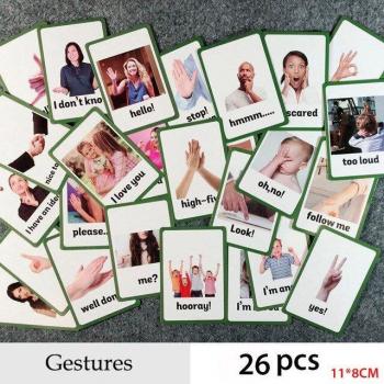 Juego de Tarjetas Flash de Gestos y Preposiciones