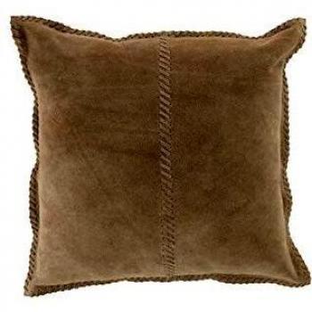 Coussin Carré en Cuir de couleur Beige
