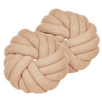 Set of 2 Knot Cushions Modern Beige Boucle Tied-Up Plush 31 x 31 cm Akola