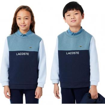 Sudadera Azul Para Niños Lacoste con Diseño Color Block y Forro de Lana