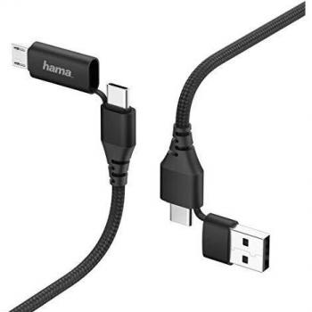 Hama USB Laad/Synchrokabel 4 in 1 1.5m Zwart