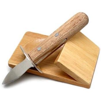 Cuchillo de Ostras con Base de Madera