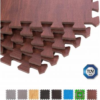 BodenMax Sportmatte in Holzoptik – 54‑Pack, 1 cm Dicke, 30x30 cm
