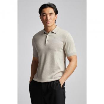 Limehaus Stone Short Sleeve Regular Fit Knit Polo – Beige